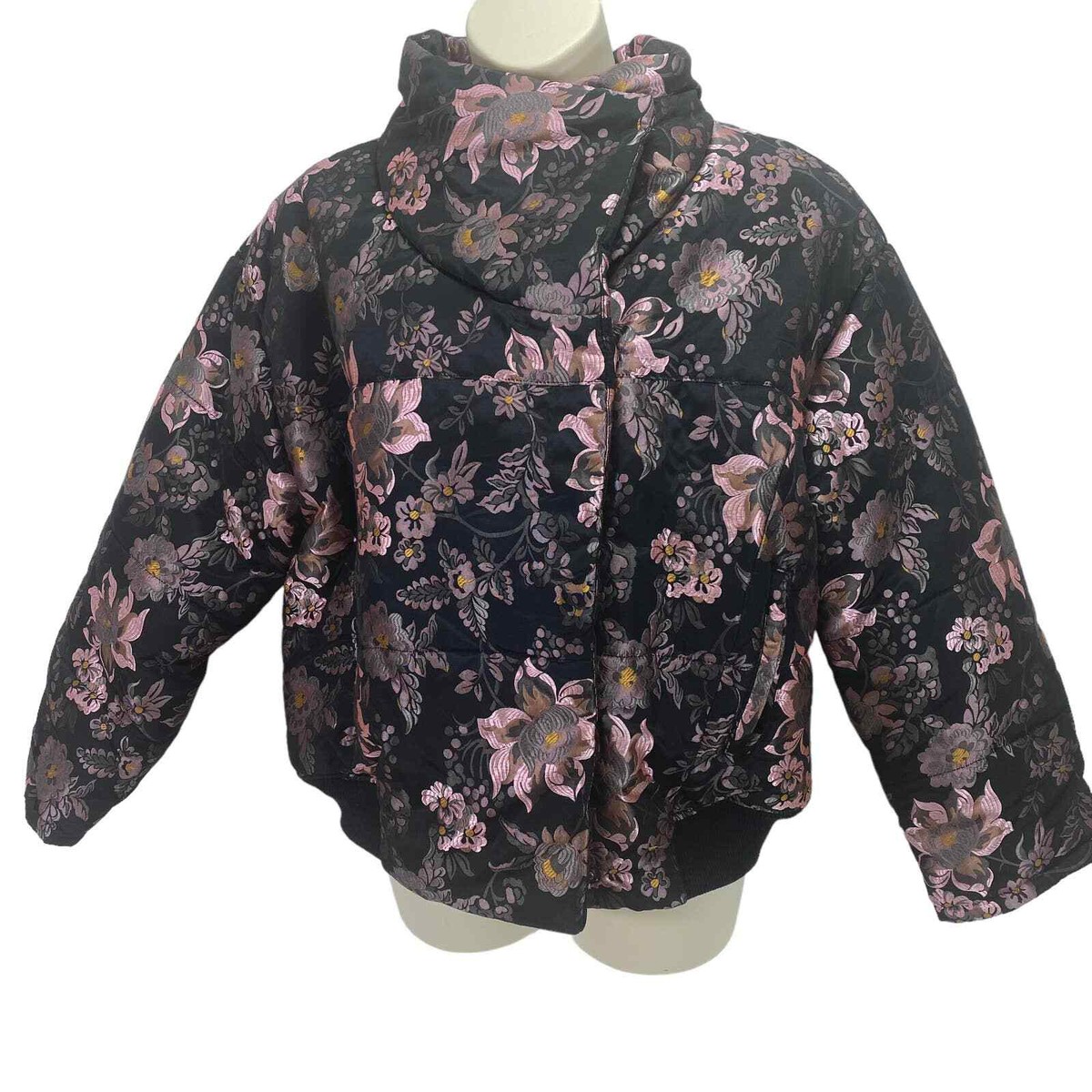 NWOT Free People Floral Jacquard Puffer Jacket Coat Bomber