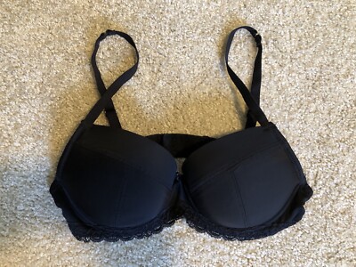 Change Lingerie Black Demi Bra Lightly Lined 34B EUC