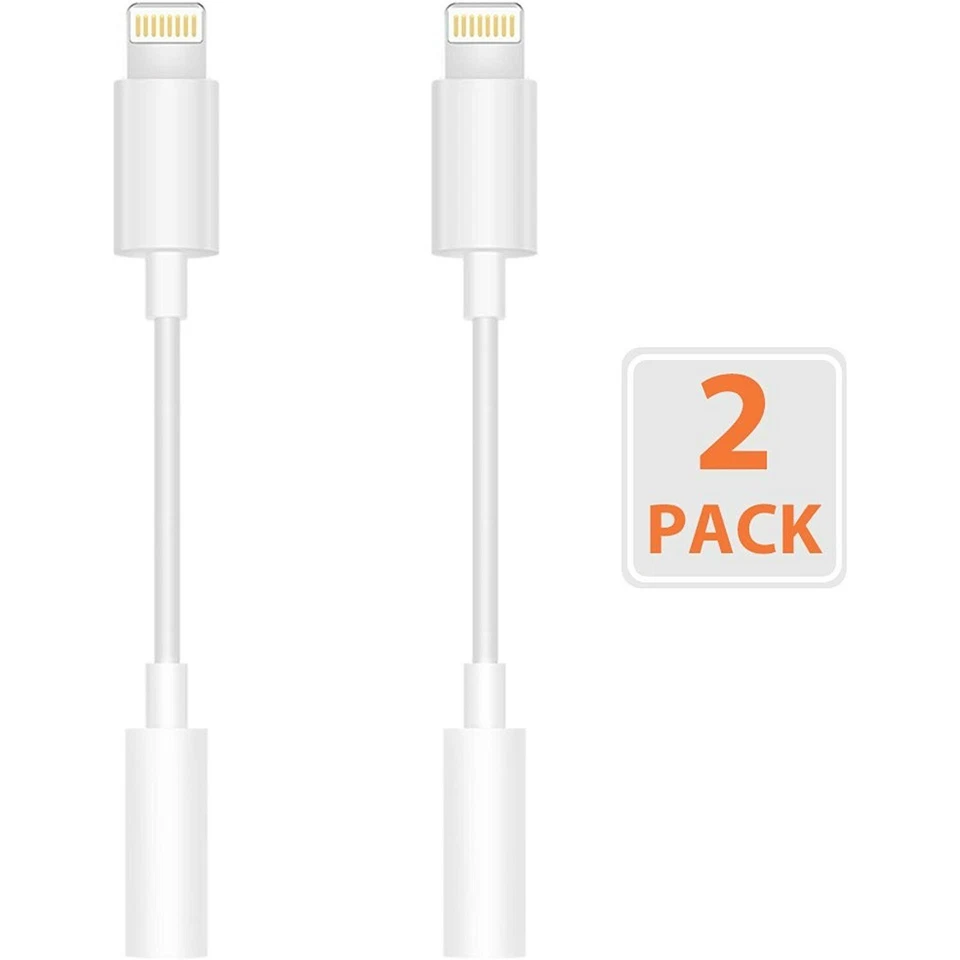 2 Pack Lightnlng to 3.5 mm Headphone Bluetooth Jack Adapter Connector - Image 4 of 4