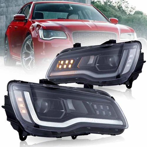 VLAND Head Lights For 2011-2015 Chrysler 300 LED Front Lamps Startup Animation - Picture 1 of 9