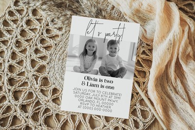Editable Siblings Birthday Invitation Template