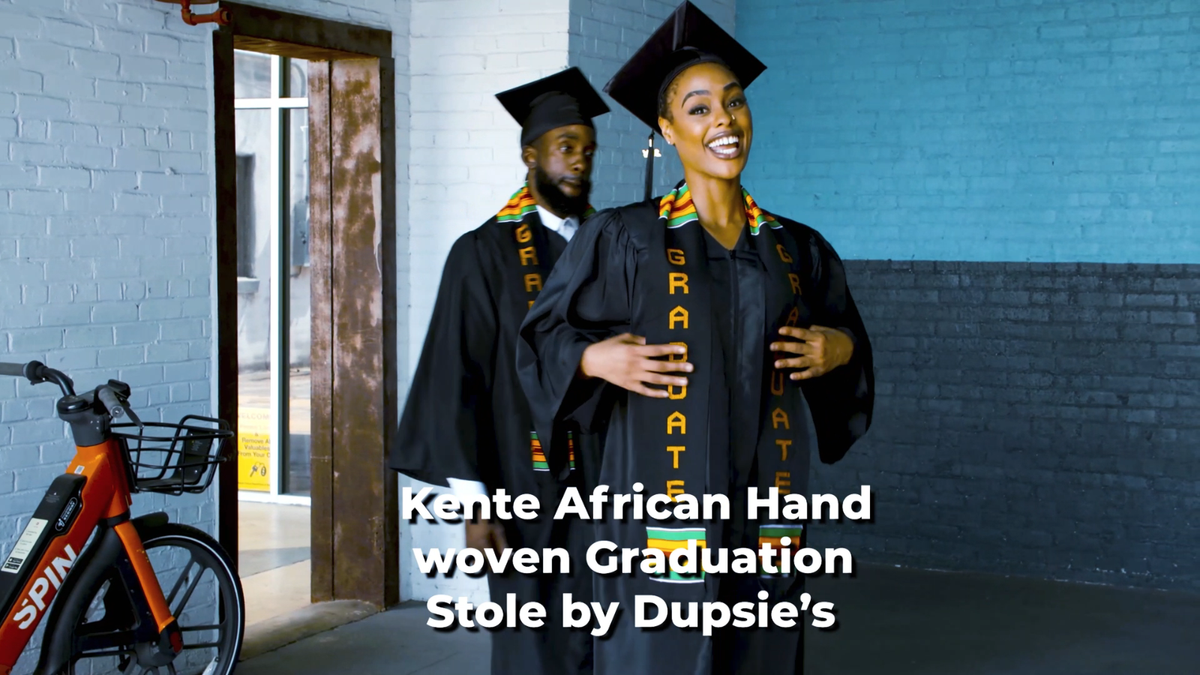 do people wear long dresses to graduation Short Kente Cloth Stoles – Lifting Labels