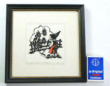 Original Scherenschnitt signiert, neu gerahmt hinter Glas, 17x17 cm.   (G7)
