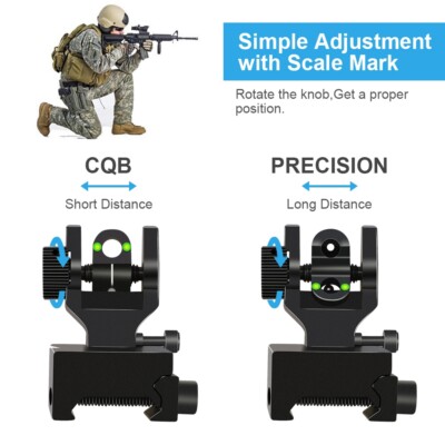 Low Profile Flip-up Folding Back Fiber Iron Sights Passend für Picatinny
