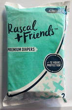 2 Pack Rascal  Friends Infant Size 3 Premium Disposable Diapers -Travel Pack