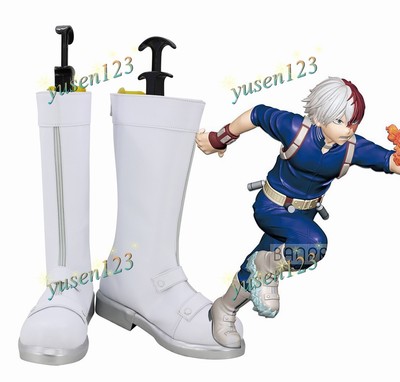 My Hero Academia Todoroki Shoto White Boots Cosplay Men/'s Shoes Customized