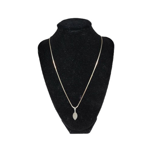 Vintage BK B-K Marquise Shape Pendant Necklace Italy .925 Sterling Silver Estate - Picture 2 of 6
