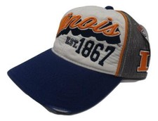 NEW Illinois Illini Mens OSFA Adjustable Blue White Gray Trucker Cap Hat