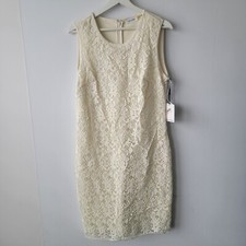 calvin klein womens sleeveless dress size 10 Sheath Crochet Lace front Sheath