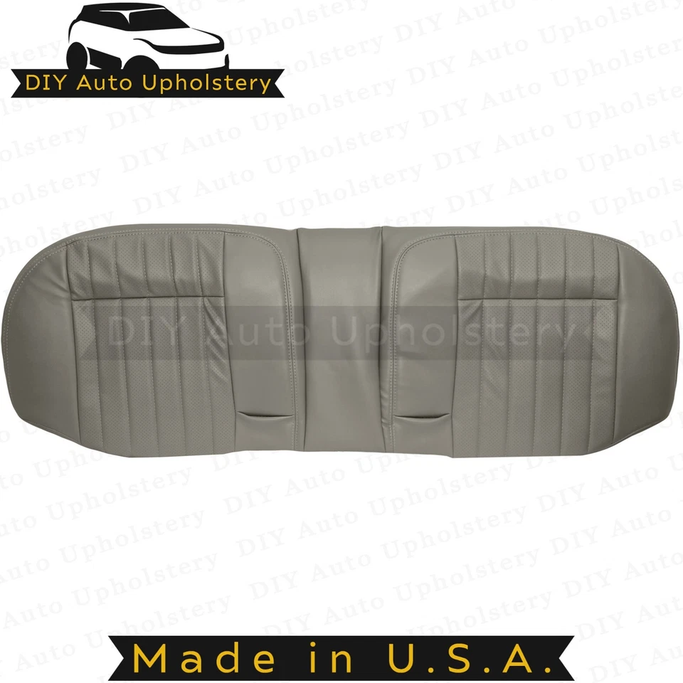 1994-1996 For Chevy Impala Rear Bench Top & Bottom Synth Leather Seat Cover Gray - Image 3 of 4