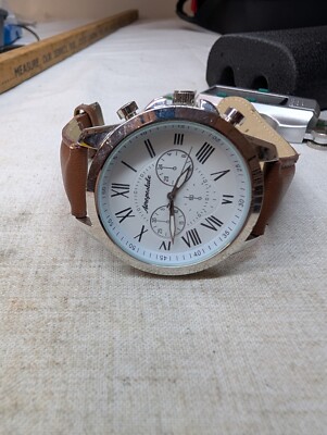 Chrono Analog Watch Aeropostale Watches Usa Aeropostale Men's Watch 42mm  Faux Chronograph Leather Band