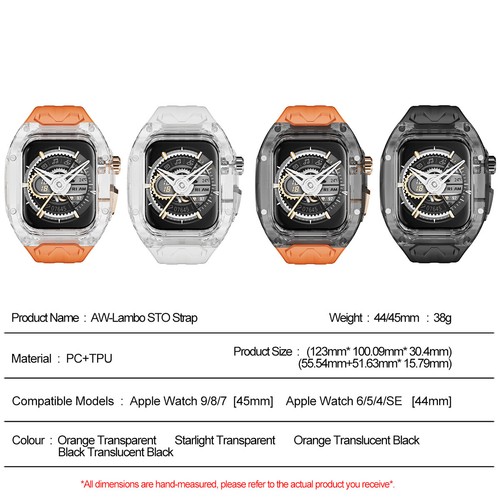 Custodia Trasparente Cinturino Silicone per Apple Watch Ultra e Ultra2 49mm 40/41/44/45mm - Foto 10 di 63