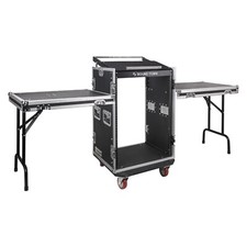 Sound Town 16U Rack Case w/ 11U Top Space, Two DJ Work Tables STMR-16UWT2 