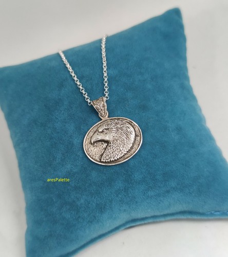 925 Silver Handmade Eagle Head Necklace - Imagen 2 de 2