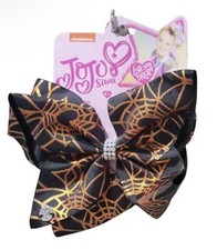 JoJo Siwa Orange  Black Halloween Spiderweb Hearts Print Oversized Hair Bow