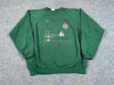 VTG 90s St. Thomas Print Sweatshirt Adult 2XL Green Dolphins USA Made Retro