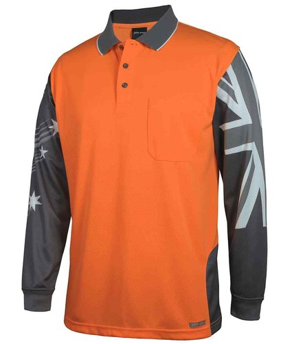 HI VIS POLO POLYESTER BREATHABLE LONG SLEEVE SOUTHERN CROSS SAFETY WORKWEAR - Picture 8 of 11