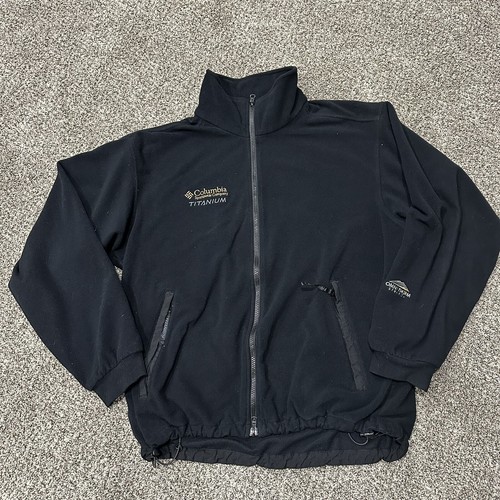 Columbia Fleece Mens Large Black Jacket Outdoor Skiing Full Zip American Vintage - Picture 1 of 12