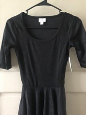 Lularoe Solid Black Nicole Size XXS Textured Swirls Little Black Dress 0/00 New