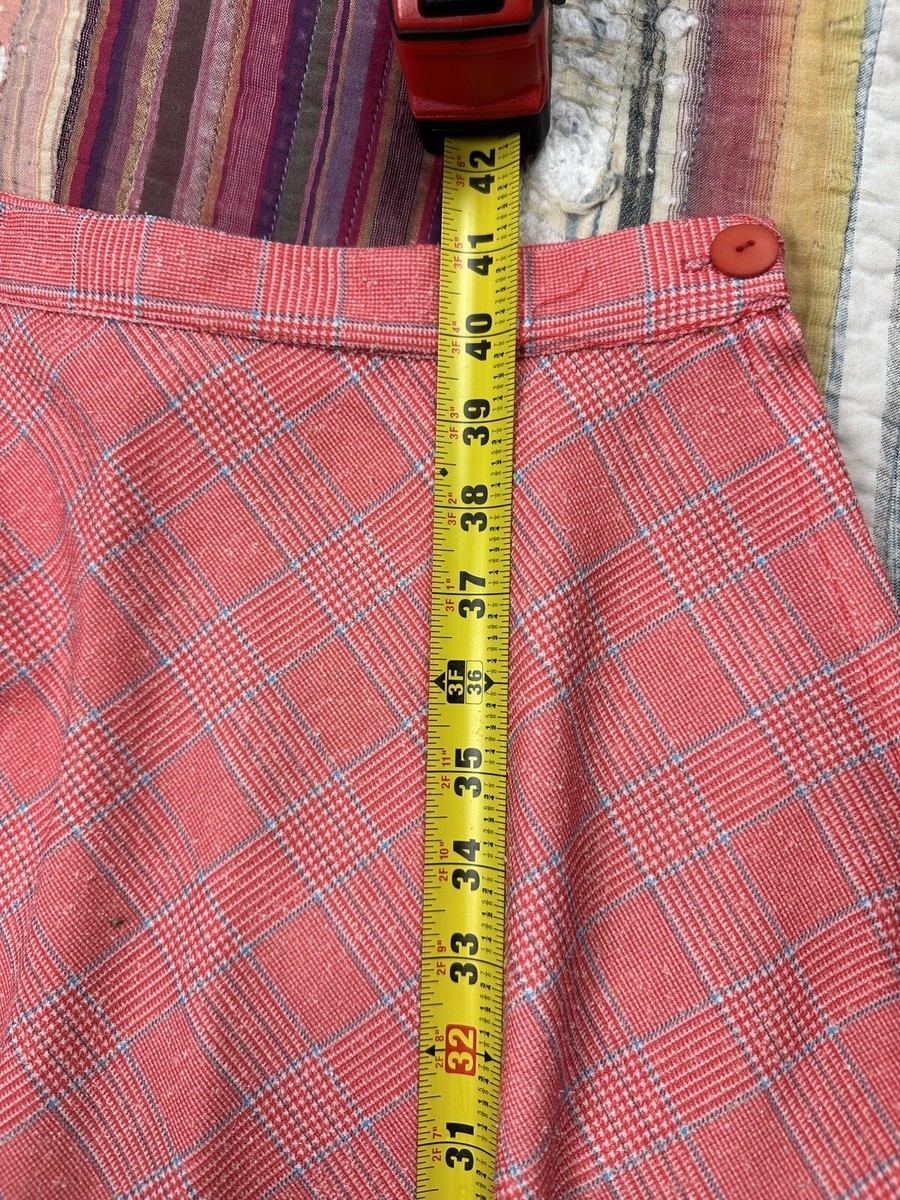 Vtg Saks Fifth Avenue Red Blue Glen Check Plaid 41” Long