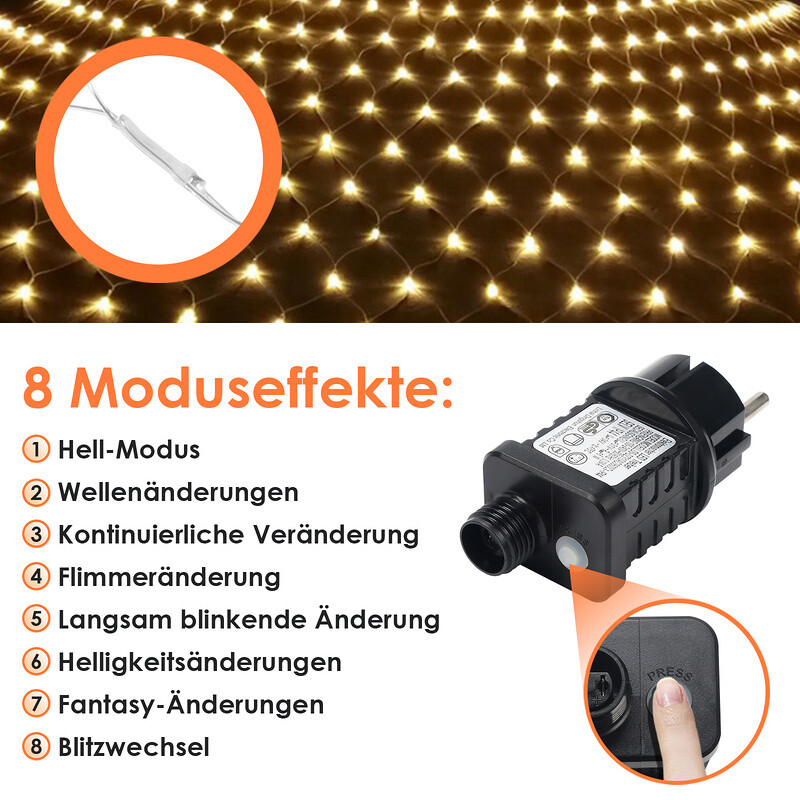 Solar Lichternetz Lichtervorhang Leuchte Fenster LED Lichterkette Licht IP44