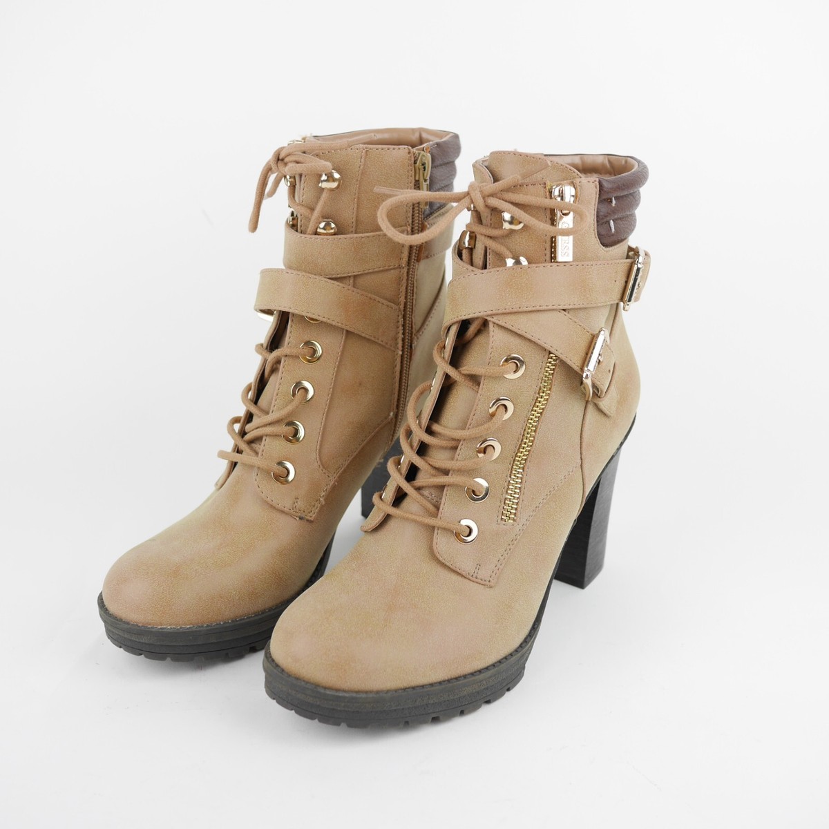 Heel Boots Guess Ladies Boots GUESS Women's Tan Brown Leather