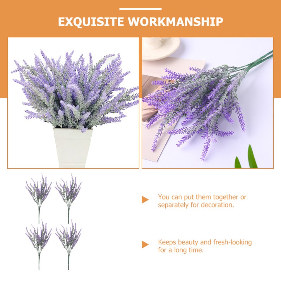 4 Pcs Decor Vase Artificial Lavender Bouquet Decorations Fake Flowers