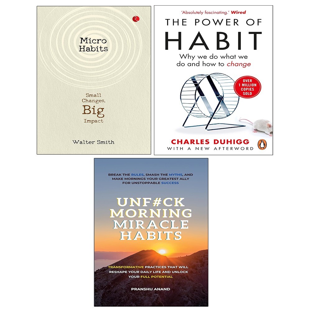 Micro Habits Walter, UnF#ck Morning Miracle Habits, Power of Habit 3 Books Set