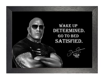 Dwayne Johnson Wake Up Schwarz Weiß Motivation Zitat Poster Brille Signatur 