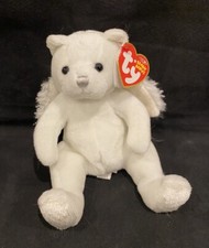 TY Beanie Baby - Heavenly - White Angel Bear with Furry Sparkly Wings With Tags