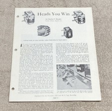 HEADS YOU WIN RECORDER HEADS INFORMATION BROCHURE J0250