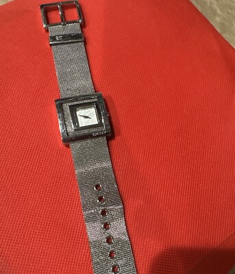 *Working* DKNY Double Square Watch Stainless Steel Silver Mesh Fancy Bracelet