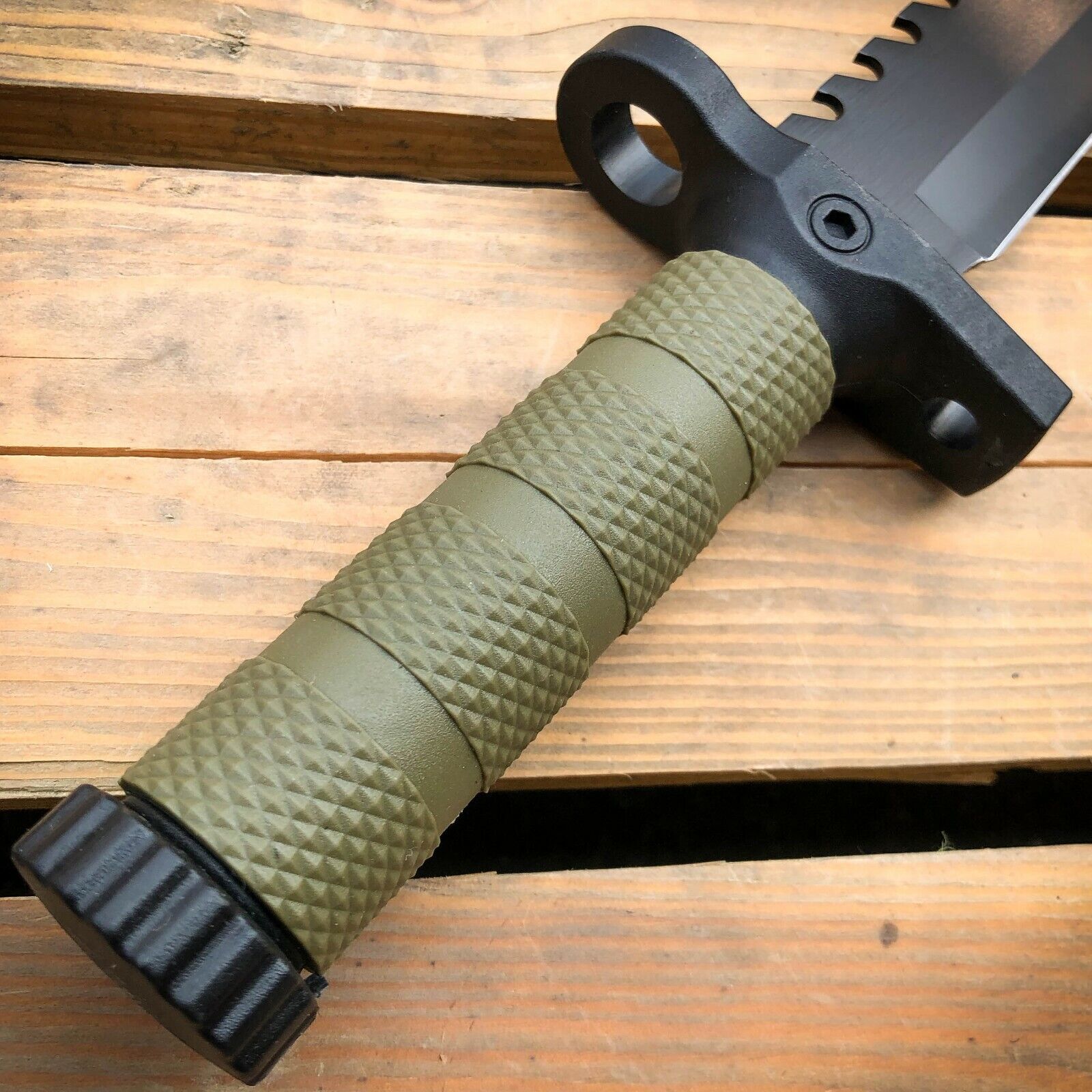 12.5 Survival Combat Trench Military Fixed Blade w/ Firestarter + Sharpener  - MEGAKNIFE