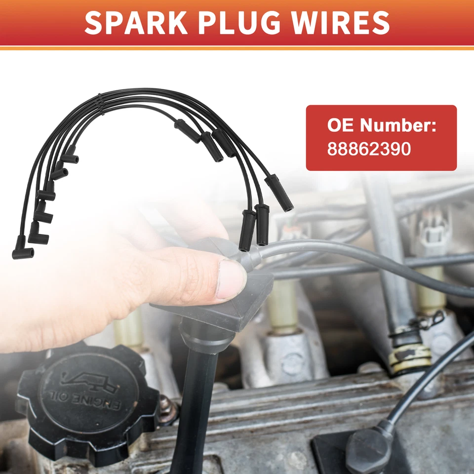 Cable de bobina de encendido de cable de bujía 88862390 SIX personalizado para Buick LeSabre 99-05 Foto 3 de 4