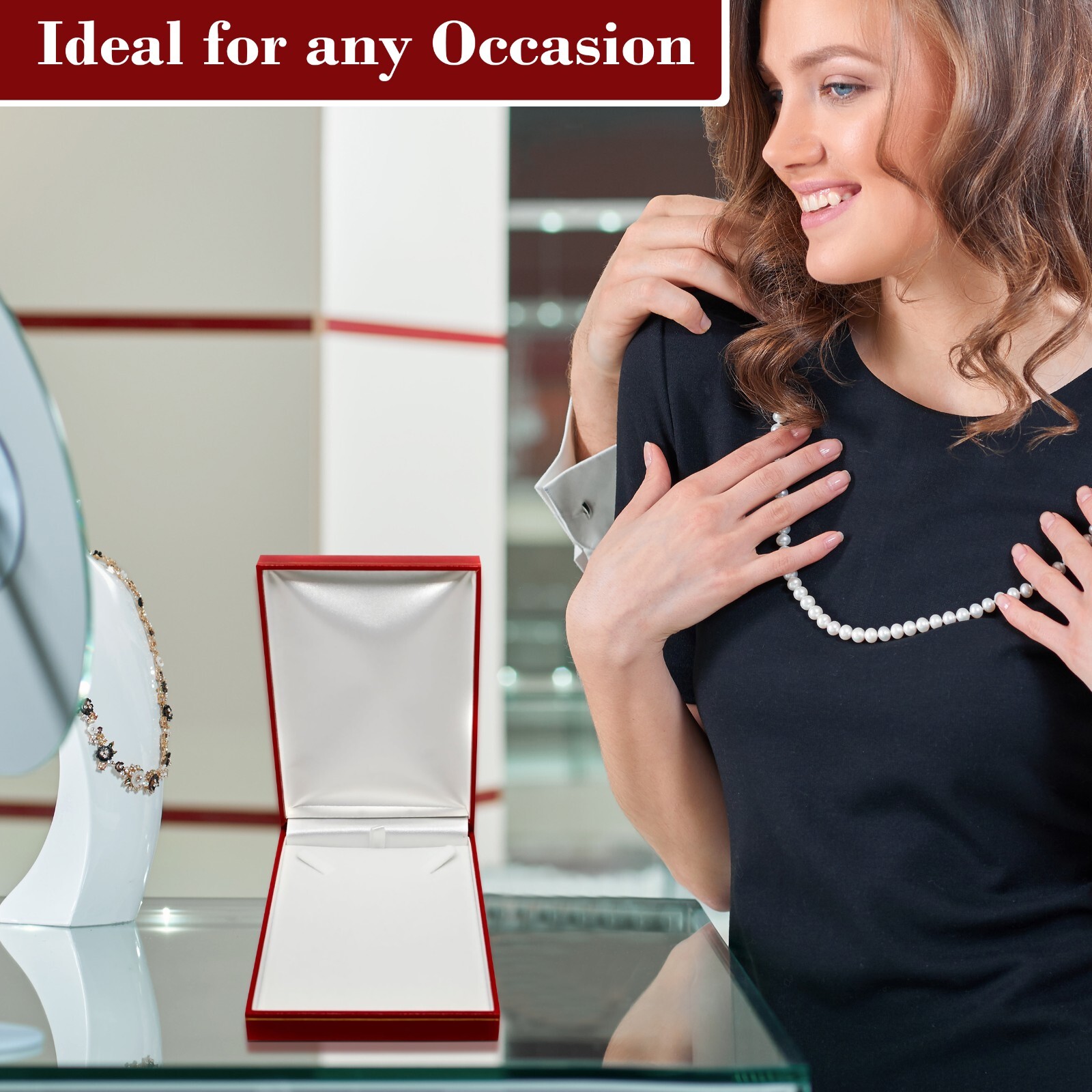 Novel Box Necklace Gift Box Jewelry Display Holder Black Or Red