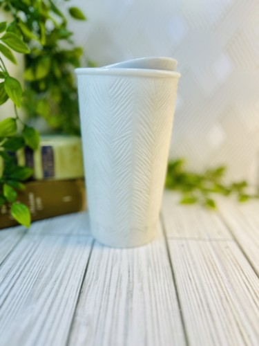 STARBUCKS 2015 Gold Dot Collection 10 oz tazza da viaggio testurizzata oro e bianco LEGGERE - Foto 2 di 8