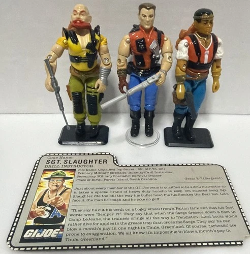 Vintage 1987 GI JOE Sgt Slaughter's File Card Renegades RED DOG MERCER TAURUS39