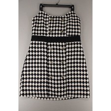 Fashion Nova Harlequin Diamond Mini Dress Black White Gold Button XL Tweed