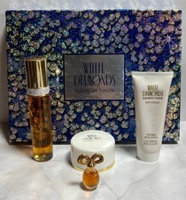 Elizabeth Taylor WHITE DIAMONDS 4pc Gift Set: (2)Perfume, Lotion, Powder