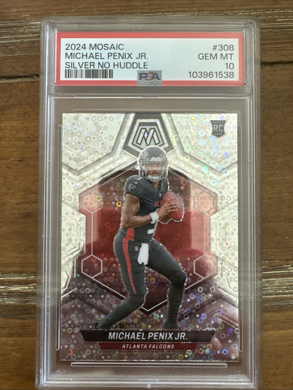 2024 Panini Mosaic Michael Penix Jr RC No Huddle Silver  #308 PSA 10 Falcons