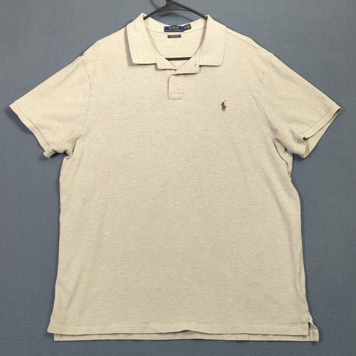 Camisa Polo Ralph Lauren Para Hombre XXL Beige Algodón Personalizada Calce Ajustado Manga Corta Polo - Imagen 2 de 10