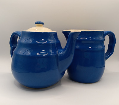 Vintage USA Royal Blue Teapot & Pitcher Set