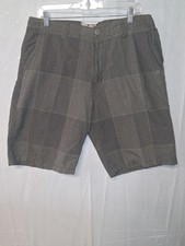 Op Ocean Pacific Men's Plaid Flat Front Shorts Size 36 Brown Gray Cargo Pocket