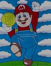 SUPER MARIO POWERS UP WITH BITCOIN FINE ART POP ART ORIGINAL COMIC COLOR ART | eBay US