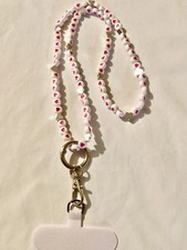 Handmade Beaded Cellphone 23  Stretch Hearts Wrist Strap