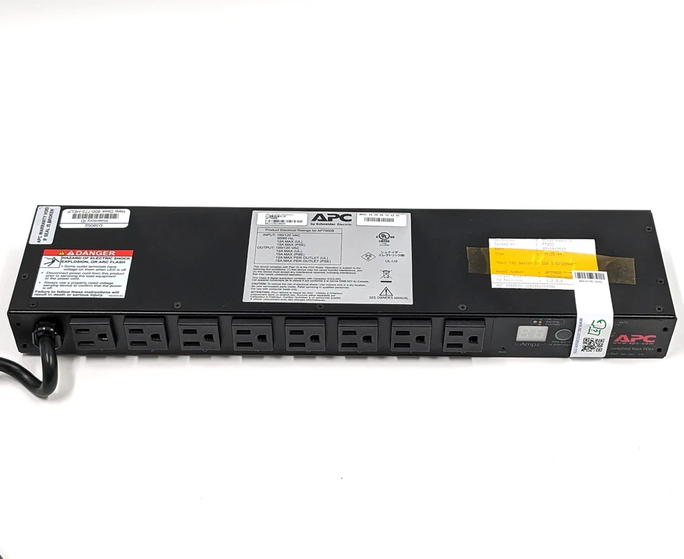 APC AP7900B Switched Rack Power Distribution Unit 1U, 15A, 100/120V 8-Outlets - Image 3 of 4