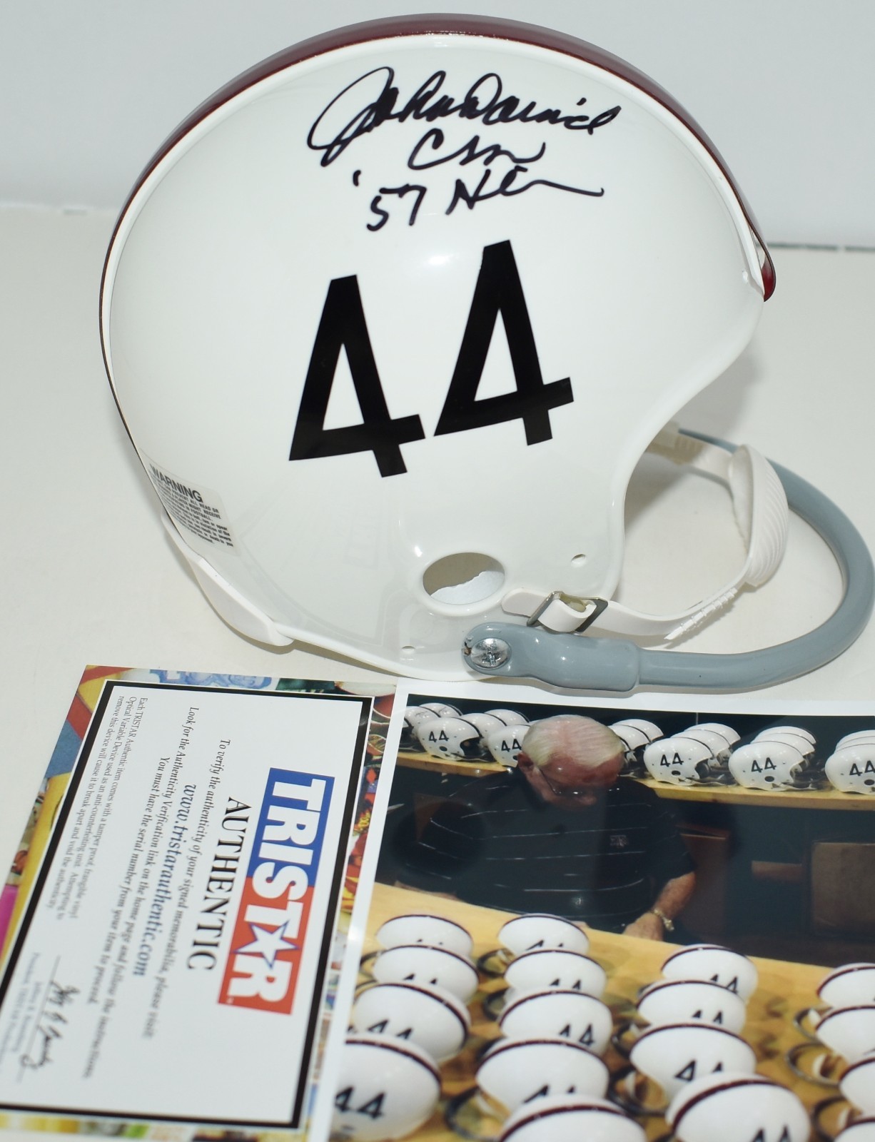 JOHN DAVID CROW AUTOGRAPHED 1 BAR TB MINI HELMET TEXAS A&M HEISMAN 1957 TRISTAR