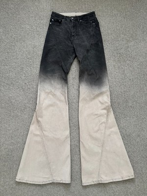 FW23 Rick Owens Runway Pearl Degrade Bias Bootcut Denim Jeans Size