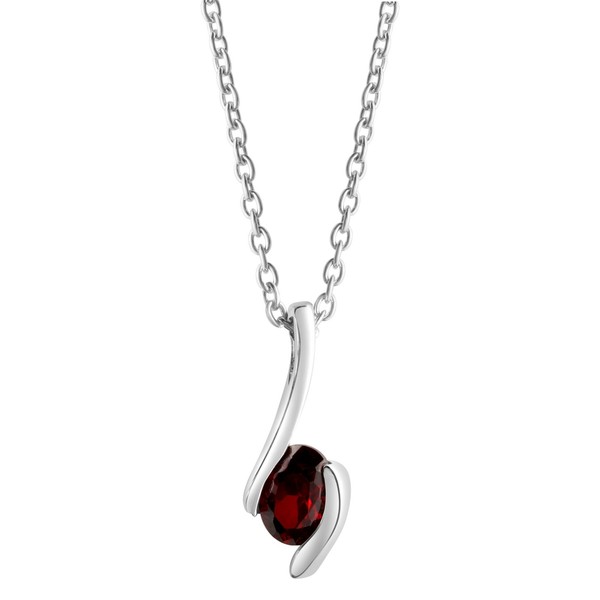 AnhäNger Kette 925 Silber Rhodiniert Zirkonia Rot 45Cm Damen Schmuck NEU-image