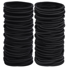 100Pcs Womens Elastics Hair Tie, 4MM Black Ponytail Holders Hair Bands, 2 Inch i